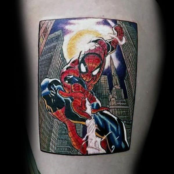 guys-forearms-spiderman-frame-tattoo