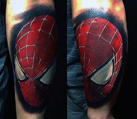 guys-spiderman-tattoo-on-forearms