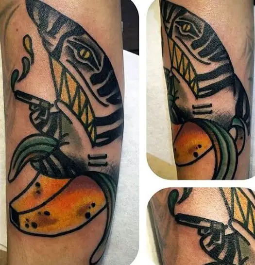 mens-cool-shark-banana-traditional-old-school-tattoo-ideas
