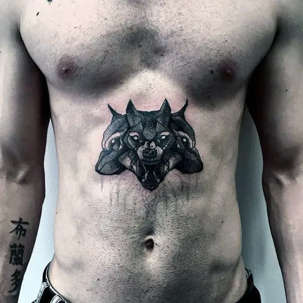 mens-middle-of-chest-cerberus-tattoo-design