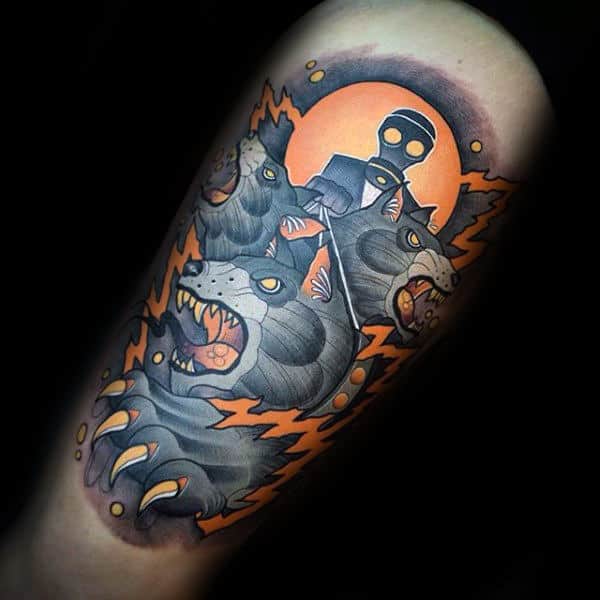 modern-male-cerberus-thigh-tattoo-designs