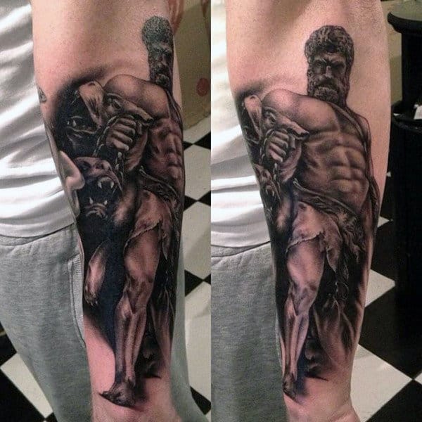 realistic-cerberus-hades-mens-outer-forearm-tattoo