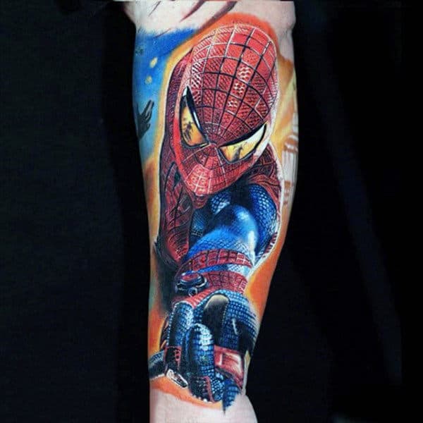 terrific-spiderman-tattoo-mens-forearm