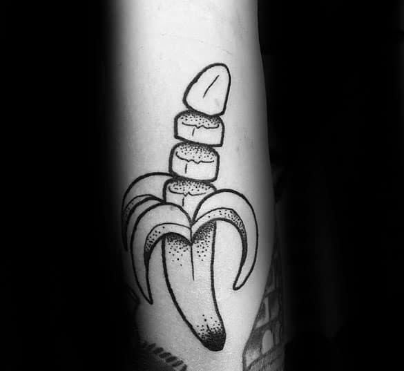 unique-mens-sliced-banana-tattoos-on-forearms