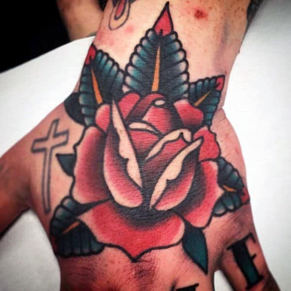 classic-traditional-rose-flower-hand-tattoos-for-men