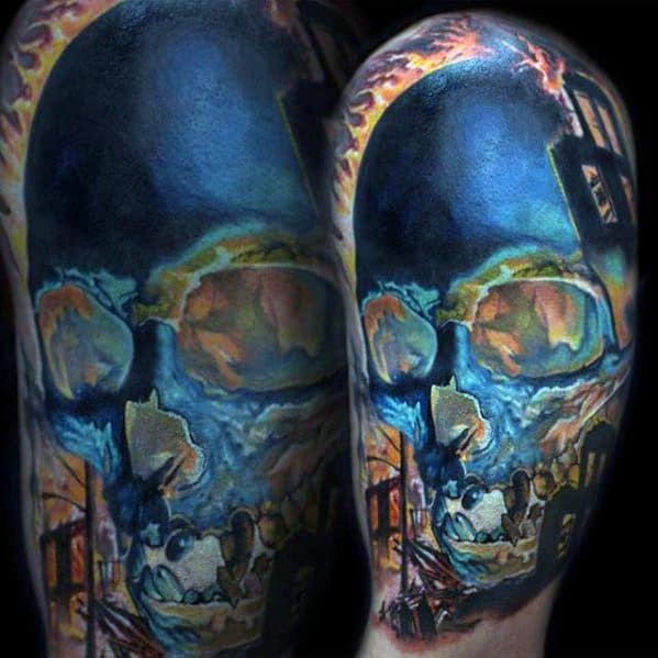 colorful-mens-unique-skull-arm-tattoo-inspiration