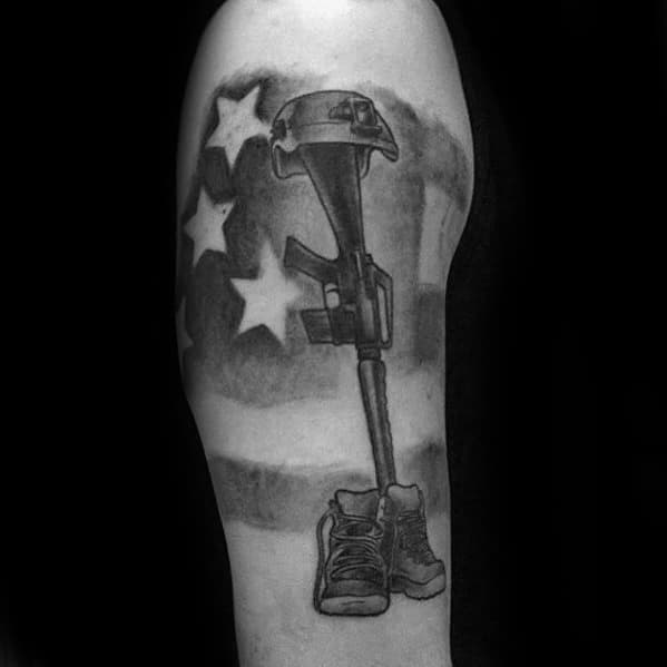 cross-fallen-soldier-male-arm-tattoo-with-negative-space-american-flag