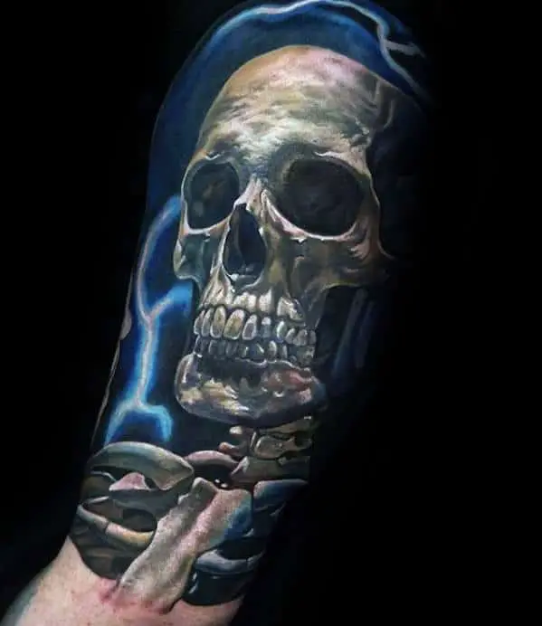 electric-3d-realistic-unique-skull-half-sleeve-tattoos-for-guys