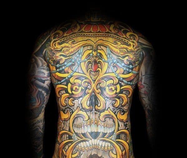 golden-unique-skull-mens-full-back-tattoos