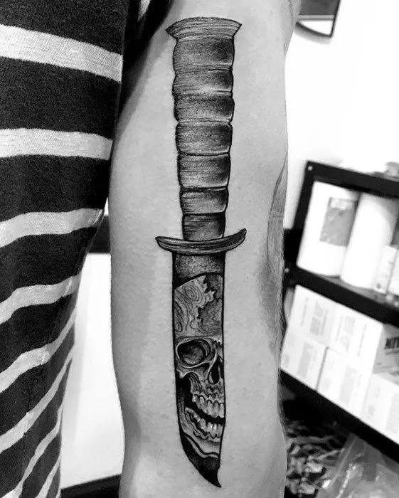 guys-dagger-unique-skull-back-of-arm-tattoos