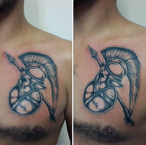 male-with-spear-upper-chest-tattoo