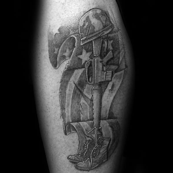 masculine-shaded-fallen-soldier-cross-tattoo-design-on-man