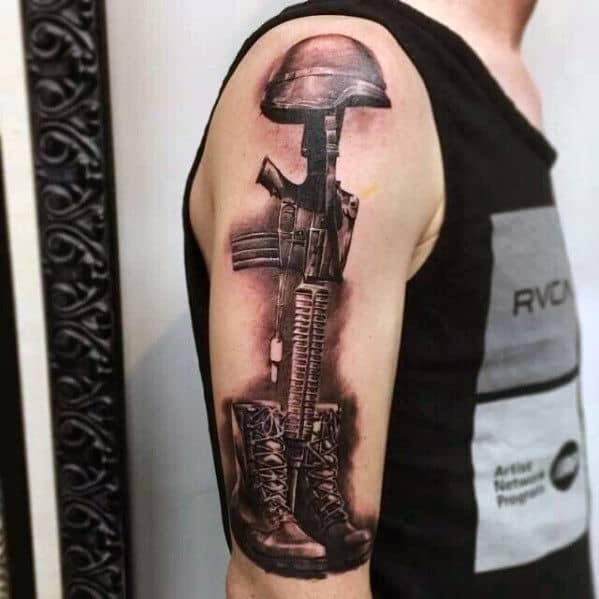 mens-3d-realistic-fallen-soldiers-cross-arm-tattoo