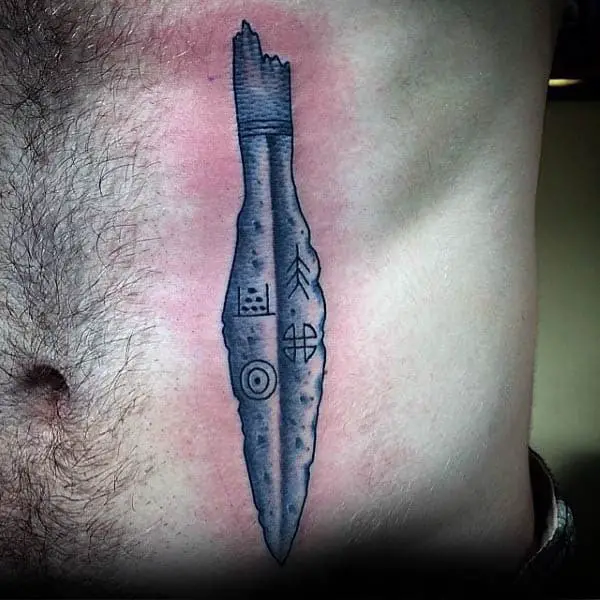 mens-metallic-spear-rib-cage-side-tattoo