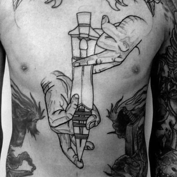 mens-spear-chest-tattoo-design-inspiration