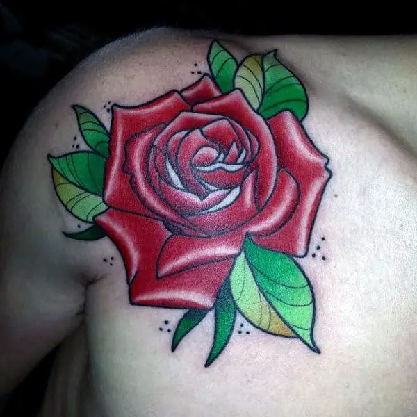red-rose-with-green-leaves-male-traditional-shoulder-tattoo-designs