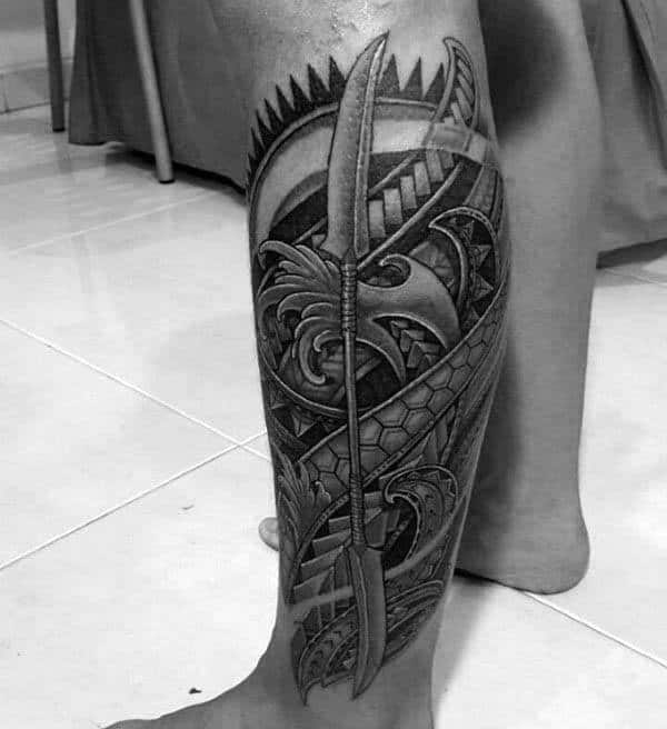 tribal-mens-spear-leg-sleeve-tattoo