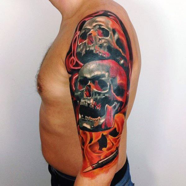 two-skulls-with-flames-guys-unique-half-sleeve-tattoo-designs