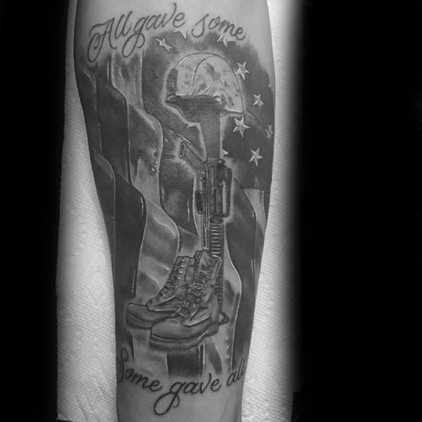 unique-flag-with-cross-fallen-soldier-mens-tattoo-on-inner-forearm