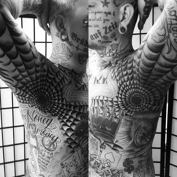 awesome-webbed-black-and-white-design-tattoo-male-armpits