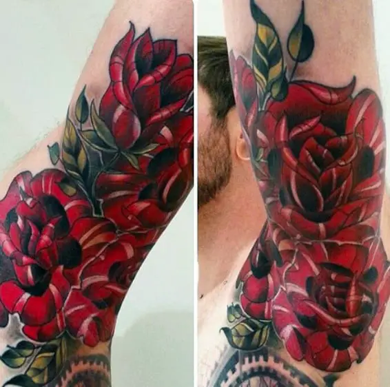 deep-wine-red-floral-tattoo-men-armpit
