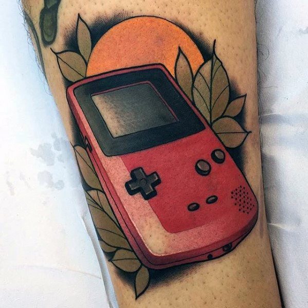 guys-gamer-gameboy-neo-traditional-arm-tattoos-ideas