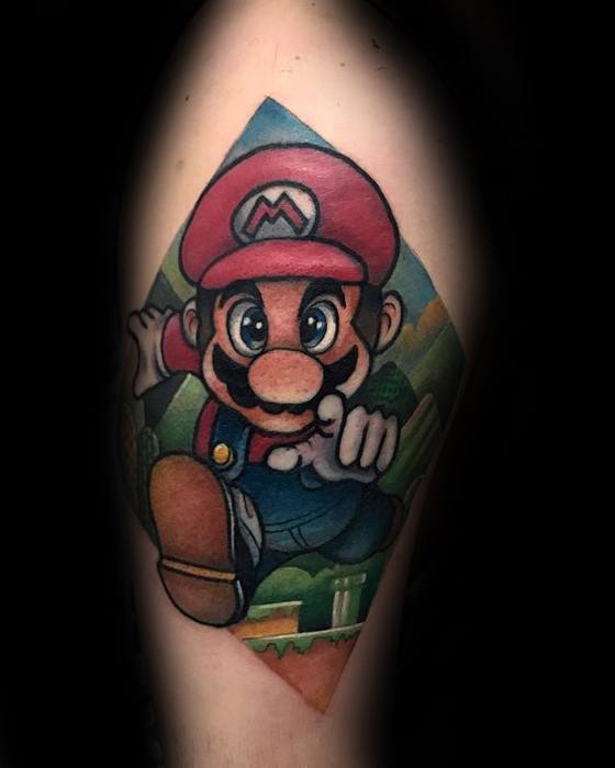 upper-arm-mario-3d-gamer-tattoos-for-gentlemen