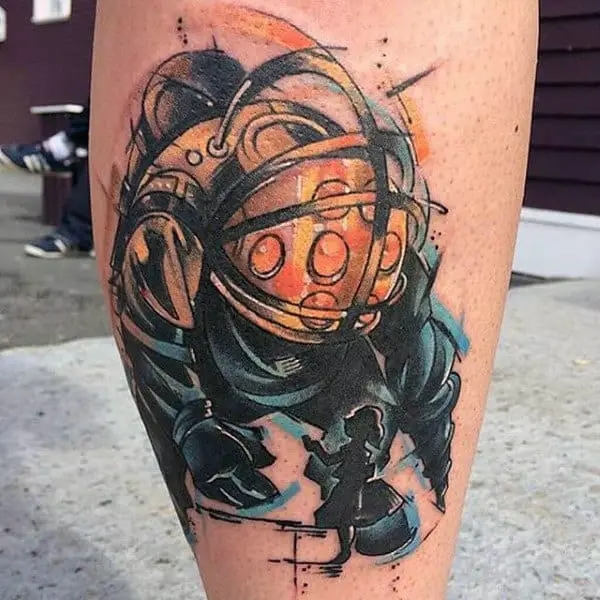 watercolor-video-game-guys-bioshock-leg-tattoos