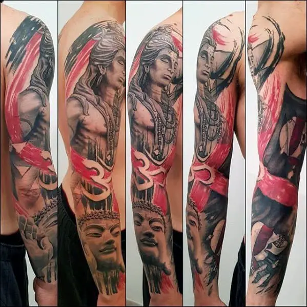 full-arm-sleeve-creative-shiva-tattoos-for-men