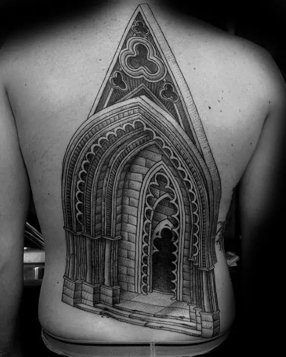 full-back-3d-cathedral-guys-tattoo-designs