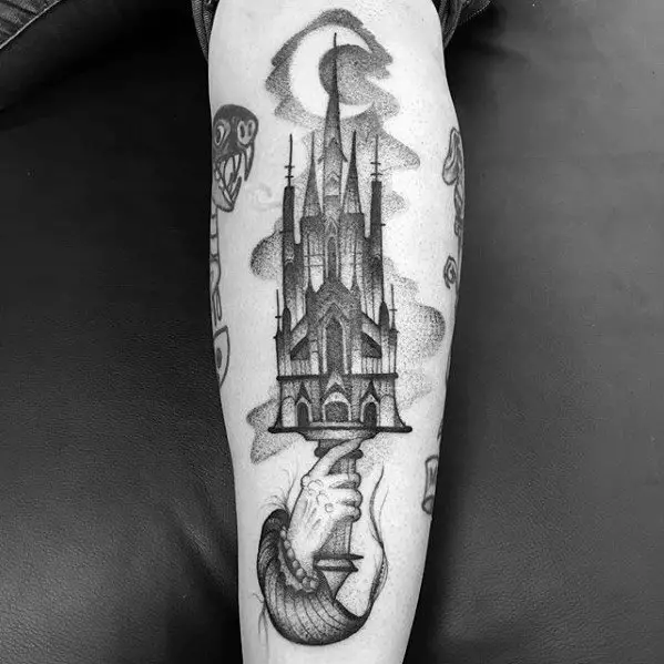 guys-cathedral-tattoos-on-forearm