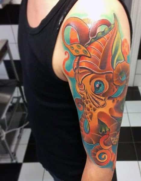 half-sleeve-mens-octopus-ink-tattoo