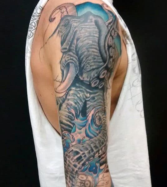 mens-octopus-ship-tattoo-half-sleeve