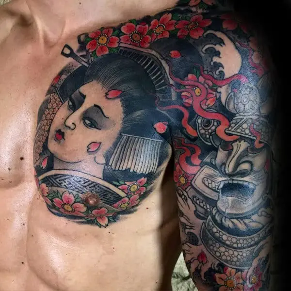 mens-cherry-blossom-japanese-chest-and-sleeve-tattoo