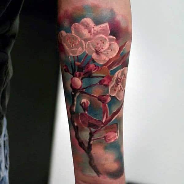 realistic-3d-cherry-blossom-tree-with-flowers-tattoo-for-men