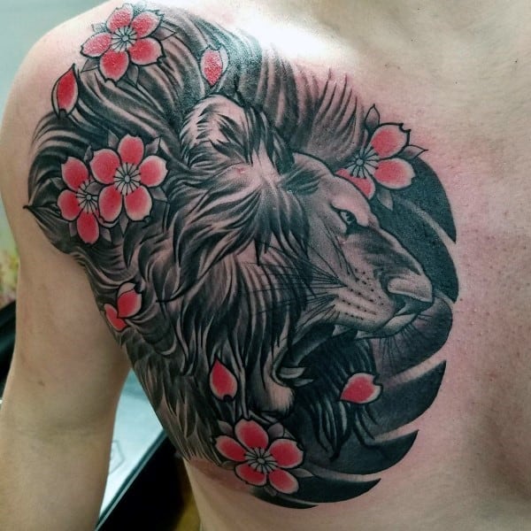 roaring-tighter-cherry-blossom-chest-male-tattoos