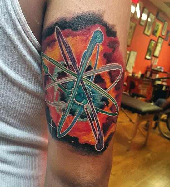 atom-science-tattoo-for-men-on-back-of-arm