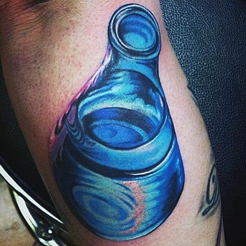 blue-science-beaker-tattoo-for-men-on-bicep