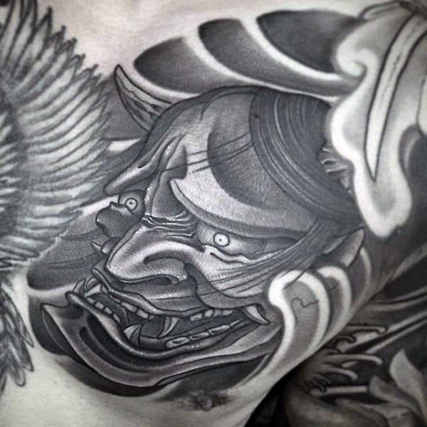 cool-guys-shaded-hannya-mask-chest-tattoo-inspiration
