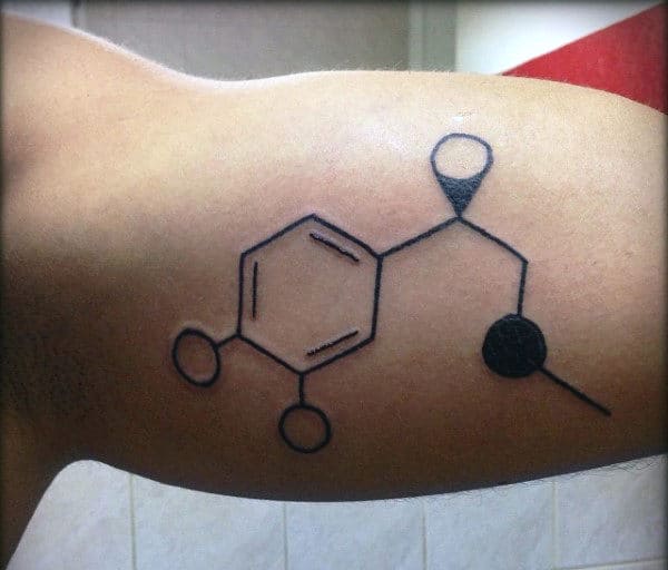 cool-mens-serotonin-tattoo-on-bicep