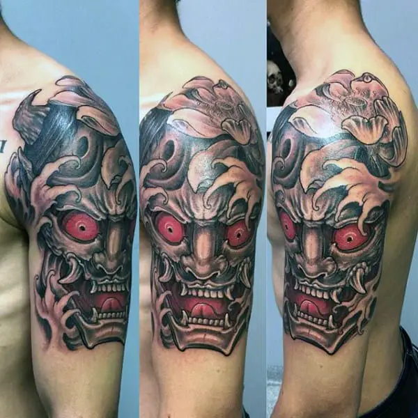 half-sleeve-hannya-mask-male-tattoo-ideas