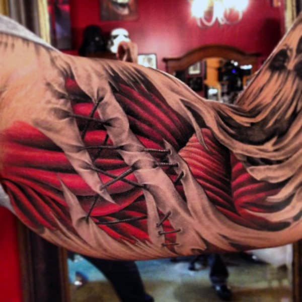 inner-arm-stiched-muscle-mens-3d-tattoo-ideas