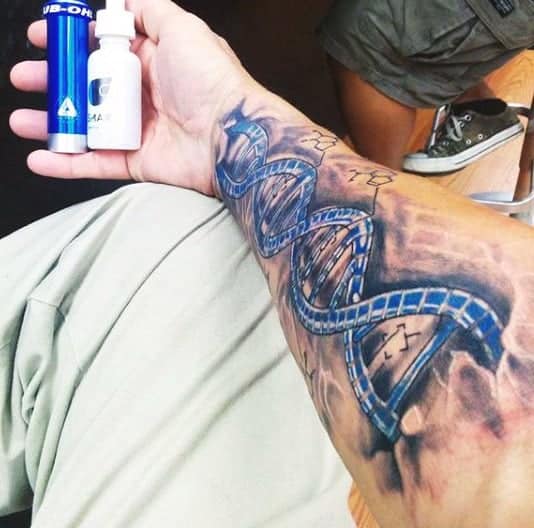 mens-dna-forearm-science-tattoo-in-blue-ink