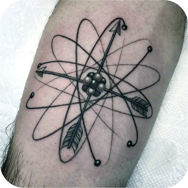 mens-science-tattoos-on-fore-arm-of-atom-and-arrows