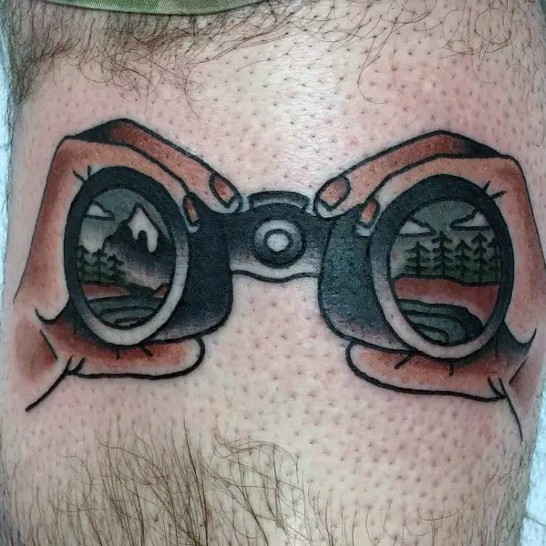guys-binoculars-nature-view-in-lens-old-school-leg-tattoo-design-ideas