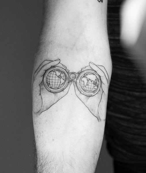 tattoo-detailed-binoculars-globe-inner-forearm-designs-for-men