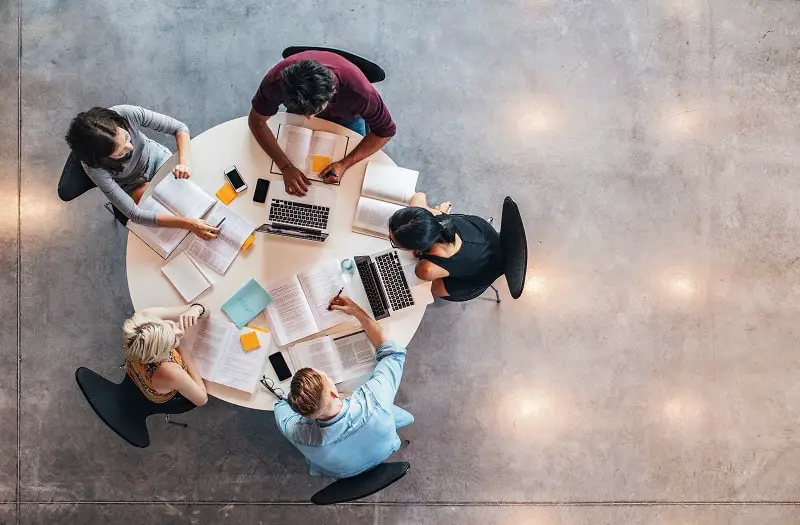 University students doing group study