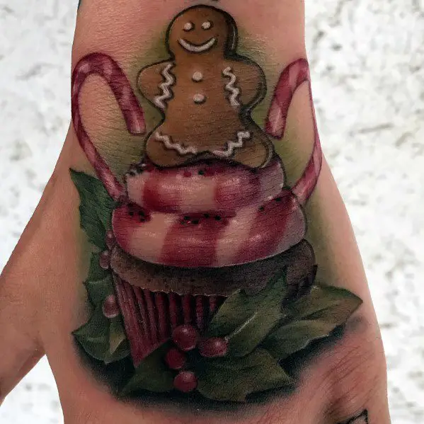 awesome-christmas-tattoos-for-men-cupcake-with-gingerbread-man