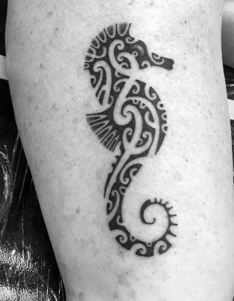 Winged Tribal Seahorse Tattoo Design