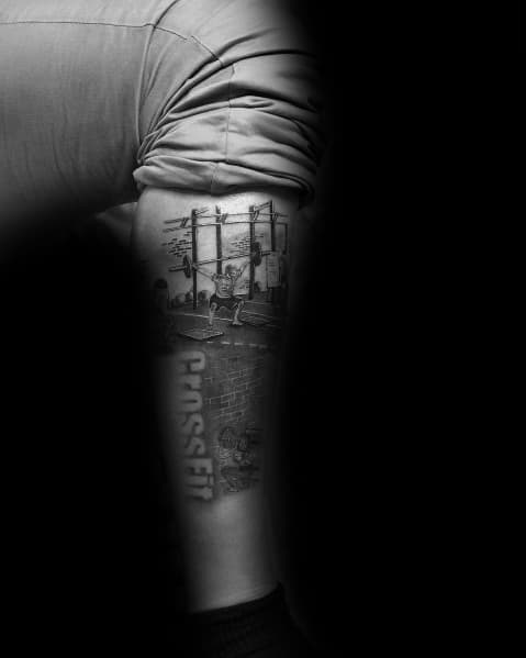 leg-sleeve-crossfit-themed-tattoo-ideas-for-men